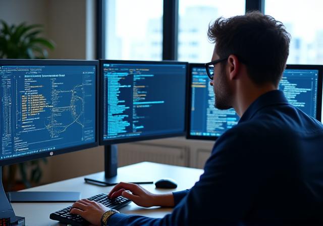 Developer working on custom AI infrastructure for a business client